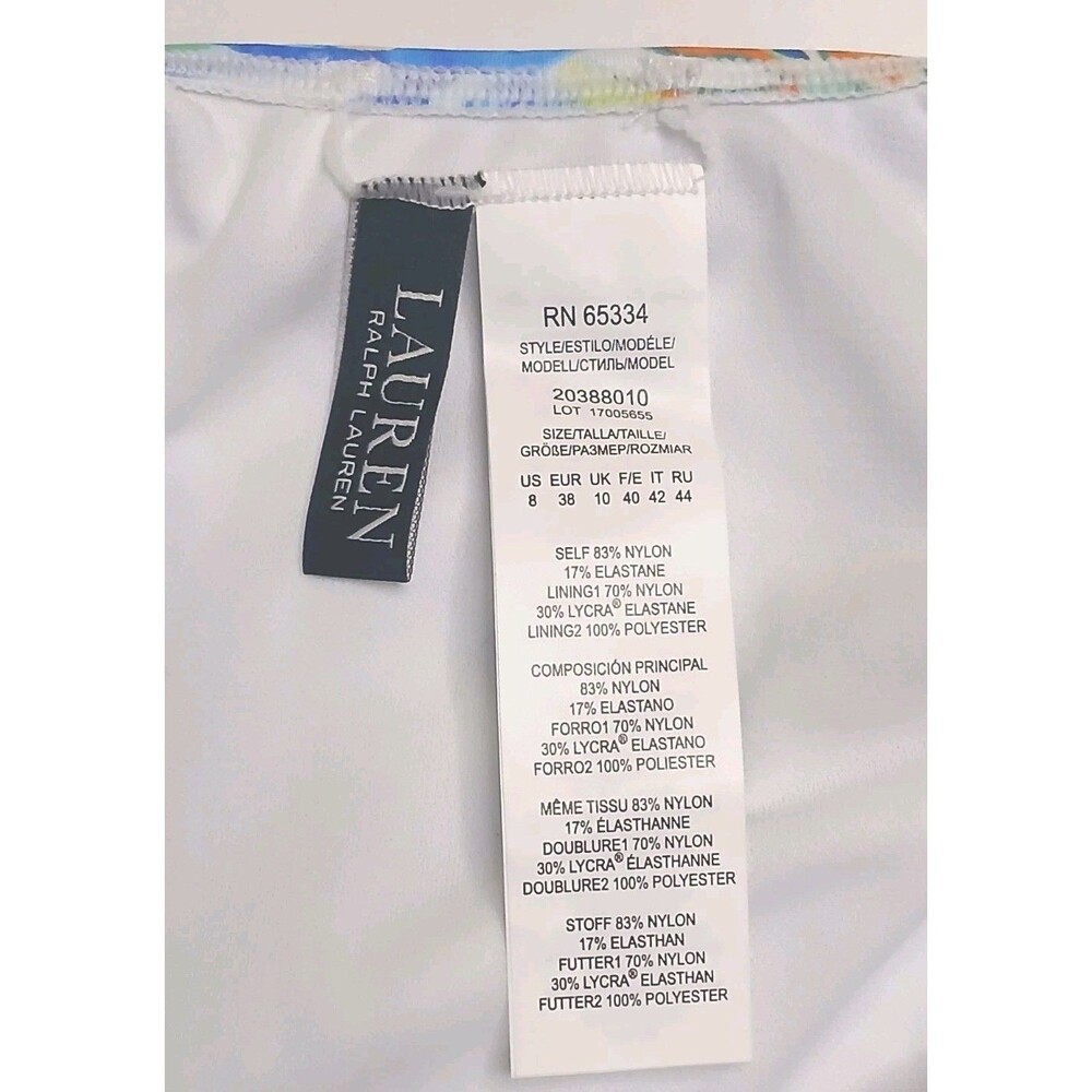 LAUREN Ralph Lauren Swimsuit Sz 8 Ruffle V-neck One Piece Multi Print - Picture 10 of 15